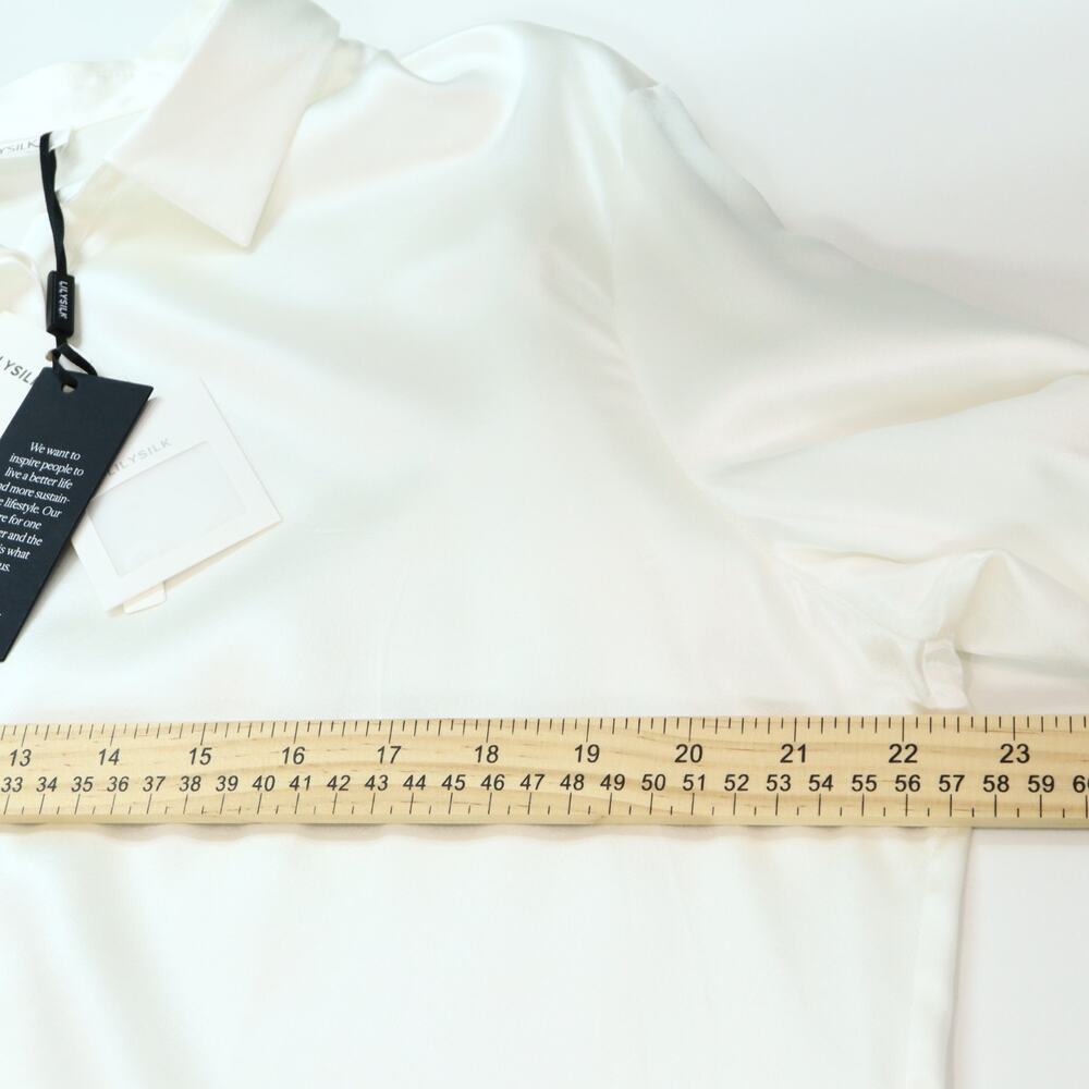 Lilysilk Womens XL Basic Concealed Placket 100% Silk Button Shirt Washable White - Picture 9 of 14